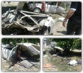 دو مصدوم بر اثر برخورد یک دستگاه خودرو سواری پیکان با تیر برق در بابل