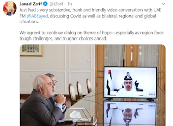 گفتگو صریح و دوستانه ظریف با وزیر خارجه امارات عربی متحده
