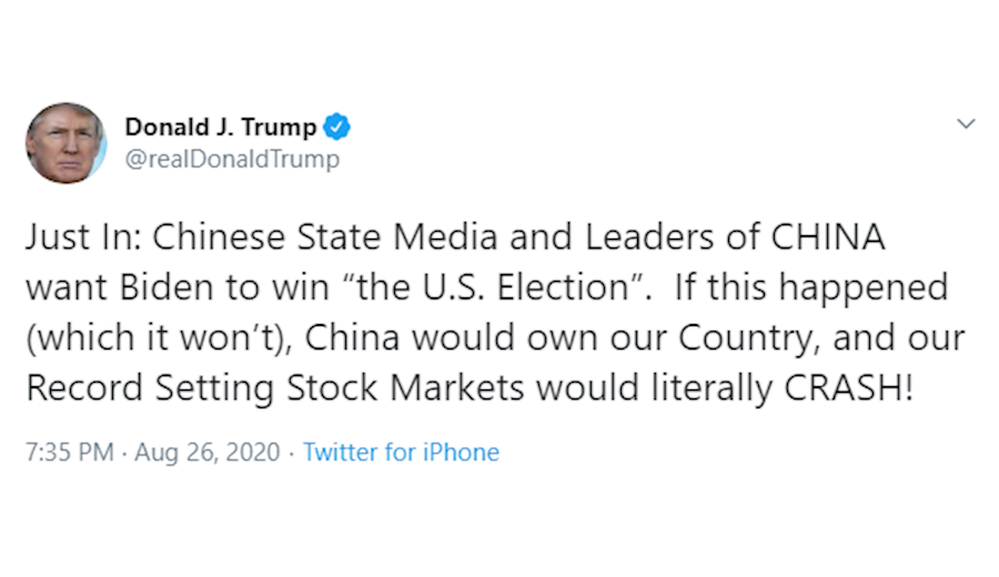 ترامپ: اگر بایدن رئیس جمهور شود چین، آمريکا را تصاحب خواهد کرد! ترامپ: اگر بایدن رئیس جمهور شود چین، آمريکا را تصاحب خواهد کرد!